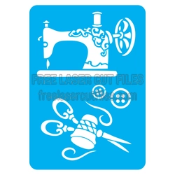 Vintage Sewing Machine Stencil for Laser Cutting
