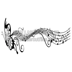 Butterfly Musical Notes Laser Cut Clipart, Ready to Cut
