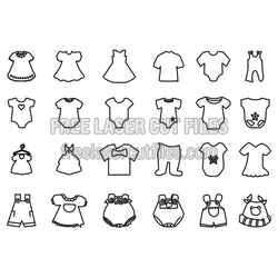 Baby Clothes Outline Set Ready to Cut Laser Design