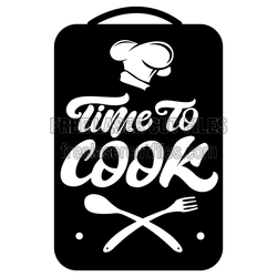 Time to Cook Sign with Chef Hat and Utensils