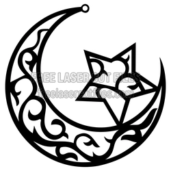 Crescent Moon and Star Laser Cut Decorative Pattern