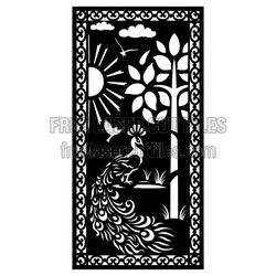 Peacock Garden Decorative Screen Panel, Laser Ready Template