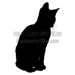 Sitting Cat Silhouette Laser Cut File, Free Design