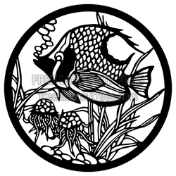 Tropical Fish Scene Round Laser Cut Design