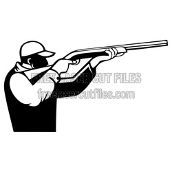 Hunter with Shotgun Clipart Laser Cut Vector File
