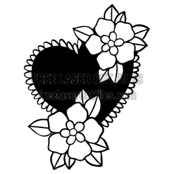Floral Heart Clipart Ready to Cut Laser File