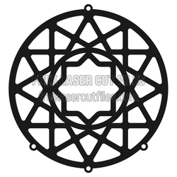 Geometric Mandala Round Ornament Laser Cut File