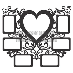 Heart Collage Photo Frame Laser Cut Template
