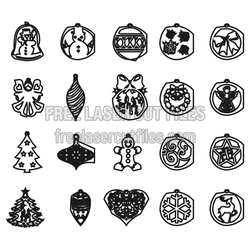 Christmas Ornament Set Laser Cut Files, Ready to Cut Decorations