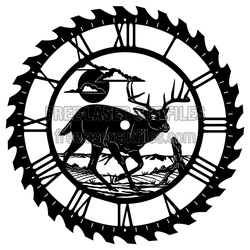 Deer Scene Wall Clock Laser Cut File, Ready to Cut