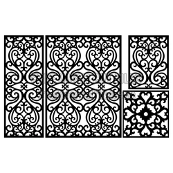 Ornamental Heart Screen Panel Set, Ready to Cut