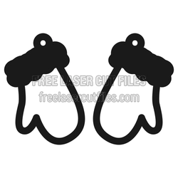 Christmas Gingerbread Mittens Earrings, Laser Ready Cut File