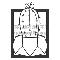 Potted Cactus Laser Cut Template, Ready to Cut Decor