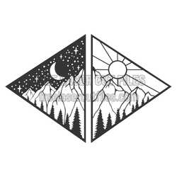 Mountain Sun and Moon Split Panel Laser Cut Design