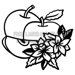 Apple with Flowers Laser Cut Design, Ready to Cut