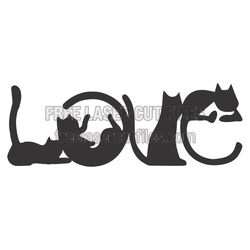 Love Cats Laser Cut File, Cute Cat Word Decor