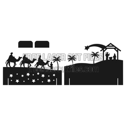 Nativity Christmas Scene Laser Cut Template with Camels