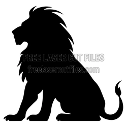 Sitting Lion Silhouette Laser Cut File, Ready to Cut