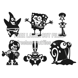 SpongeBob Cartoon Character Set Laser Cut Template