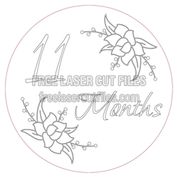 11 Months Milestone Floral Circle Design, Ready to Cut