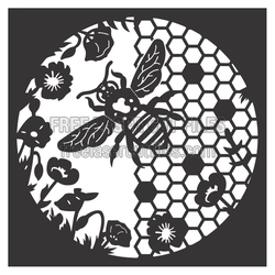 Bee and Honeycomb Floral Round Laser Cut Panel