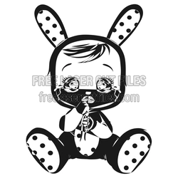 Cute Crying Bunny Baby Laser Cut File, Ready to Cut