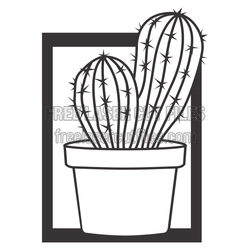 Potted Cactus Frame Laser Cut Design
