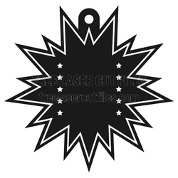Spiked Medal Laser Cut Template with Star Details