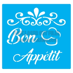 Bon Appetit Stencil with Decorative Flourish Design