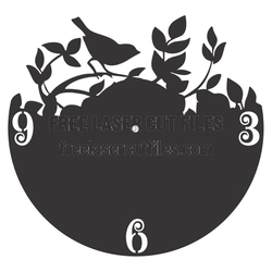 Vintage Bird and Leaves Wall Clock Laser Cut File
