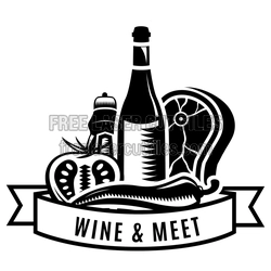 Wine & Meet Vintage Restaurant Logo Laser Cut File