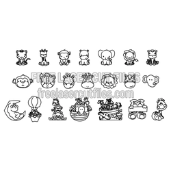 Cute Baby Animal Laser Cut Bundle, Free DXF Files