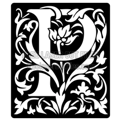 Personalized Floral Monogram Letter P Laser Cut File