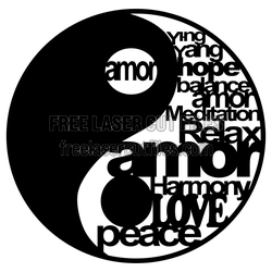 Yin Yang Amor Love Peace Sign Free Laser Cut File
