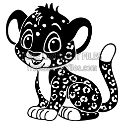 Baby Cheetah Cartoon Laser Cut Clipart Design