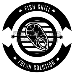 Fish Grill Logo Restaurant Vector Design for Laser Cutting