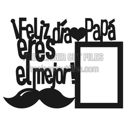 Happy Father's Day Frame Cut File with Mustache Decor