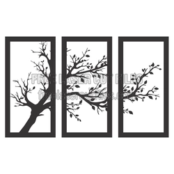 Triple Tree Silhouette Panel Set, Laser Ready Wall Decor