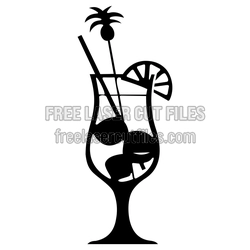 Tropical Cocktail Glass Laser Cut Design, Ready to Cut