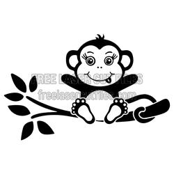 Cute Baby Monkey Branch Clipart Laser Cut Template