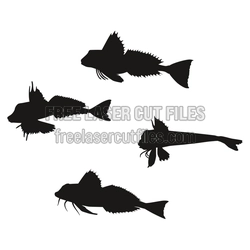 Ocean Fish Silhouette Set for Laser Cutting