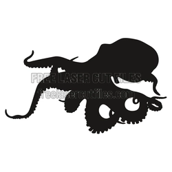 Octopus Silhouette Laser Cut File, Ready to Cut Sea Animal