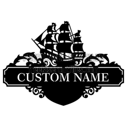 Custom Name Pirate Ship Address Sign Laser Cut Template