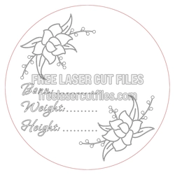 Floral Birth Stats Round Sign Laser Cut Template