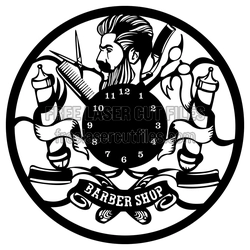 Barber Shop Wall Clock SVG Laser Cut Design