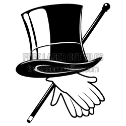 Magic Top Hat with Wand and Glove Cut File