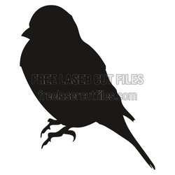 Perched Songbird Silhouette Laser Cut File