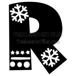 Christmas Snowflake Letter R Monogram Ready to Cut