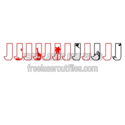 Decorative J Letter Split Monogram for Laser Cut Projects