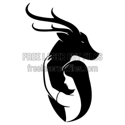 Girl Hugging Deer Silhouette Laser Cut File, Ready to Cut